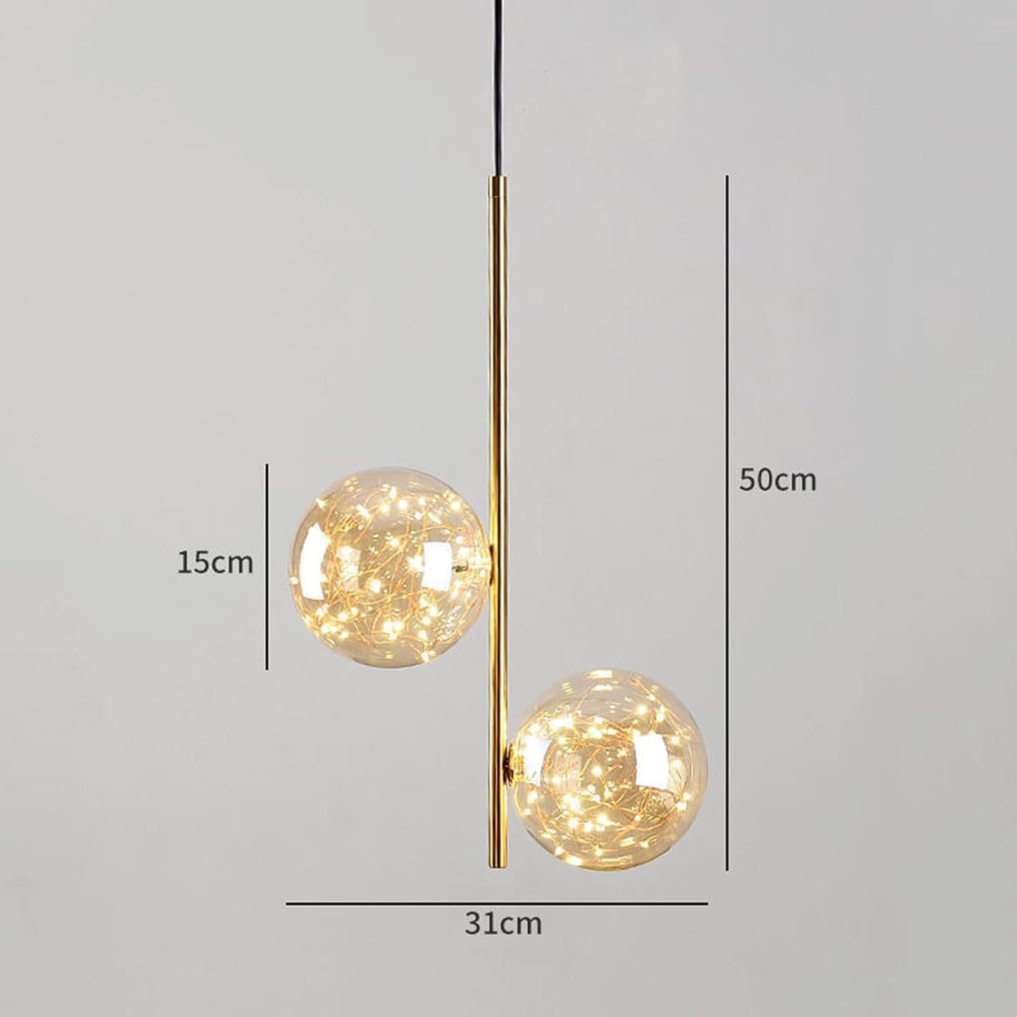Hdc 2 Lights LED Fairy Ball Gold Pendant Lamp Ceiling Light - Warm White