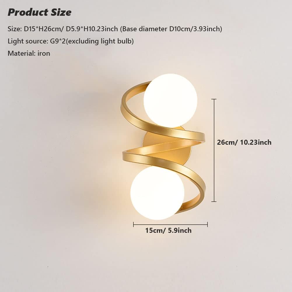 HDC Gold Frosted Glass Ball Wall Light Metal - Gold Warm White