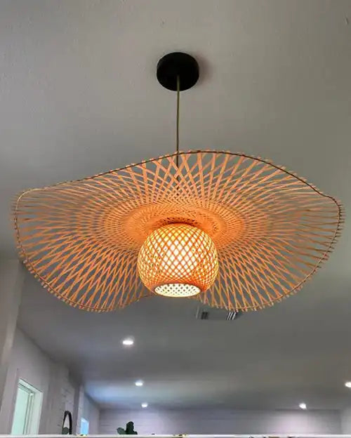 HDC Vintage Bamboo Rattan Chandelier Pendant Light