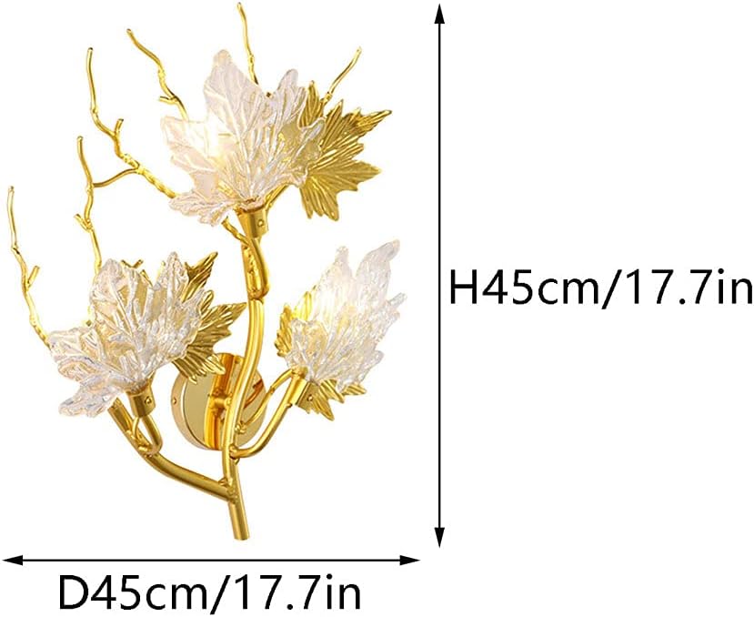 Hdc 3 Lights Nordic Simple Glass Lampshade Creative Golden Maple Leaf G9 Wall Light Fixtures