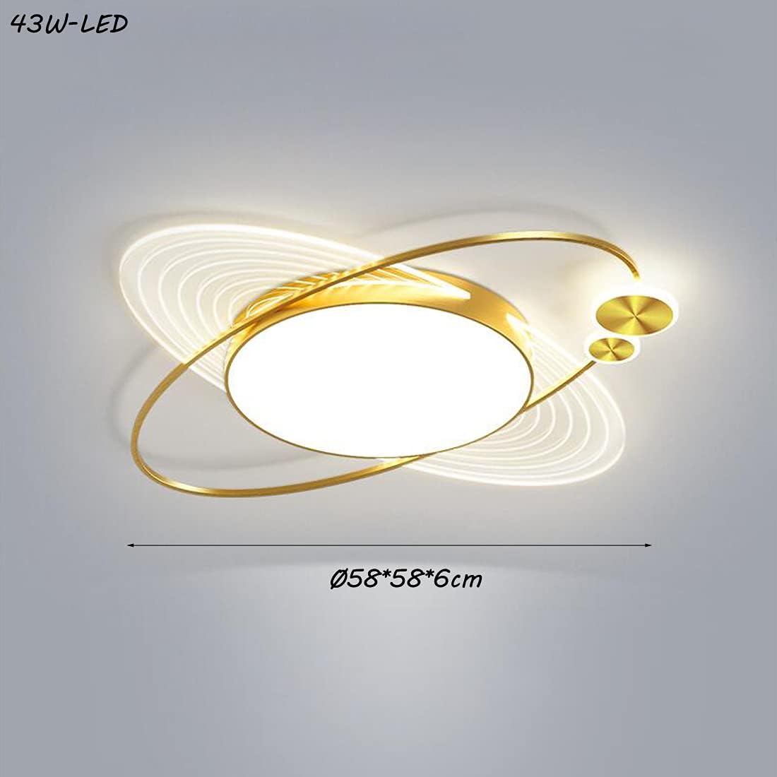 Hdc LED Modern Oval Design Lamp Golden Aluminium Acrylic Fixtures Indoor Chandelier