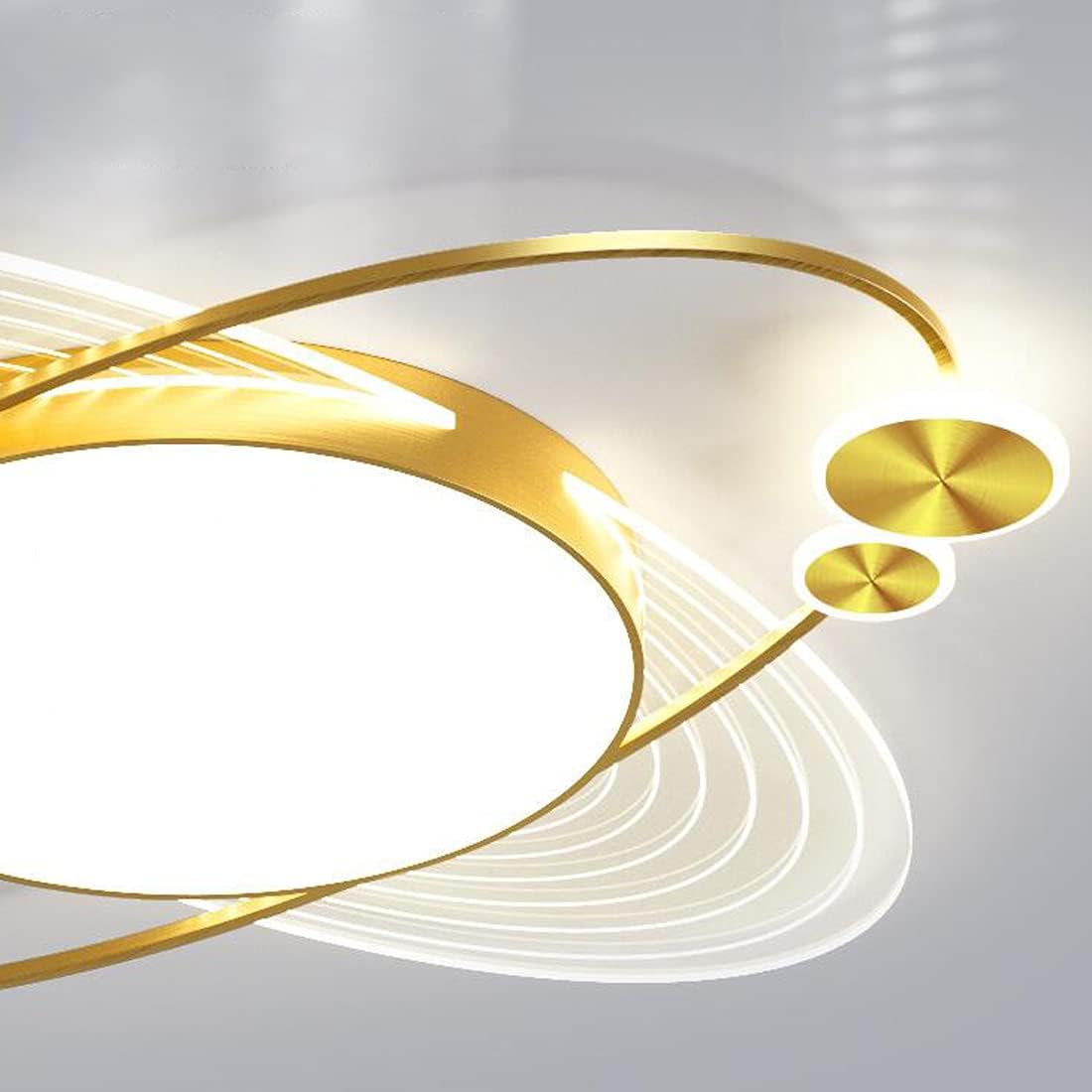 Hdc LED Modern Oval Design Lamp Golden Aluminium Acrylic Fixtures Indoor Chandelier