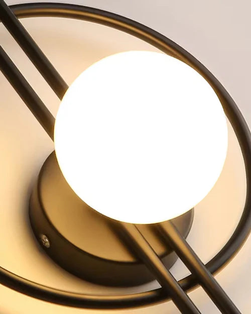 Hdc 1 Light Black Circle Ring Glass Ball Wall Light
