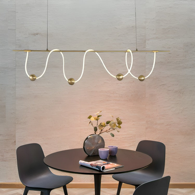 HDC Gold Metallic Led Chandelier 1800mm Long With Curly Acrylic Light