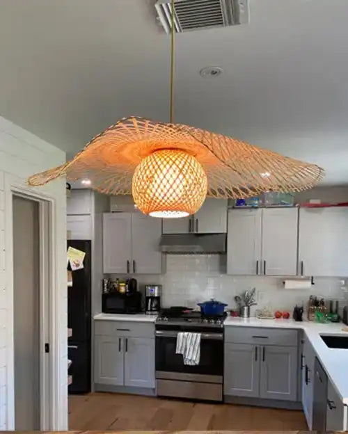 HDC Vintage Bamboo Rattan Chandelier Pendant Light