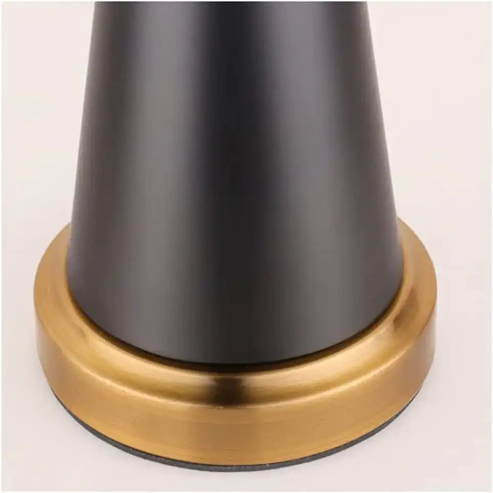 Hdc Luxury Black Gold Nightstand Lamp With High-quality Fabric Lampshade