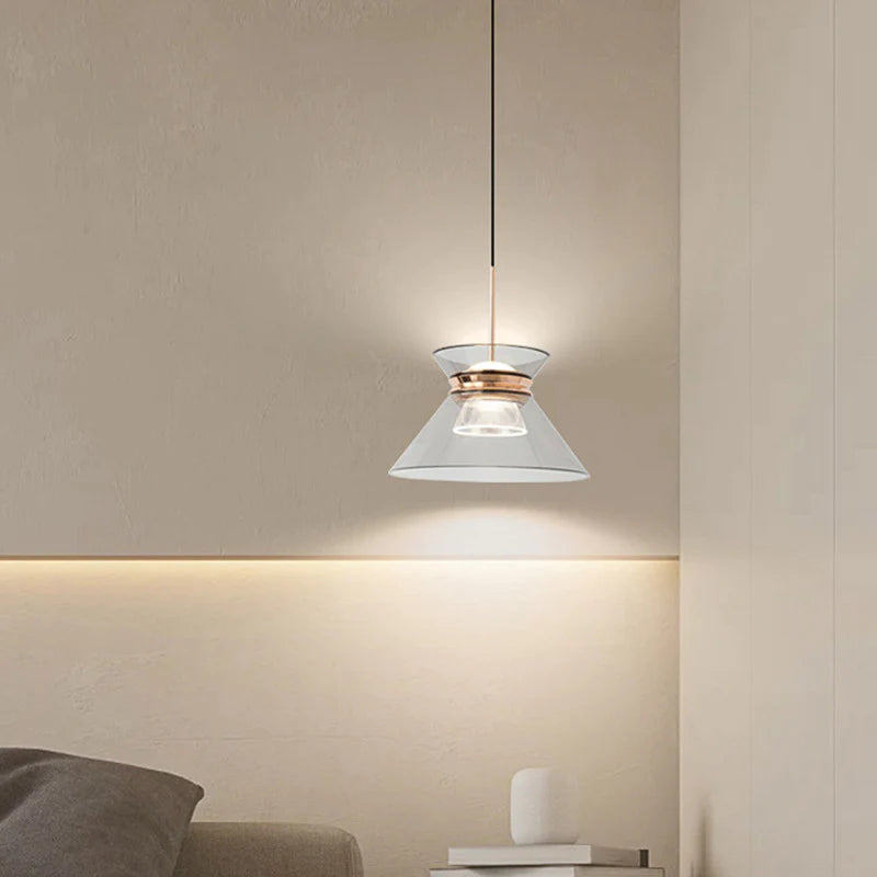 Hdc 1 Light Led Glass Smoky Black Gold Pendant Ceiling Light - Warm White