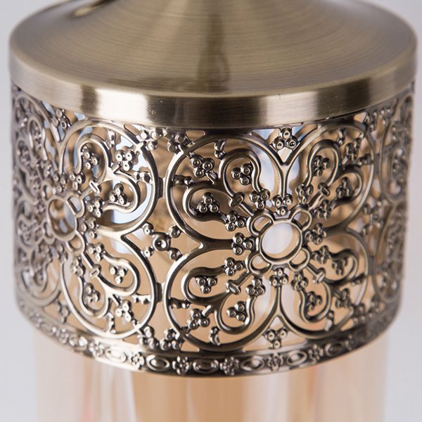 HDC Amber Glass Antique Bronze Hanging Wall Light