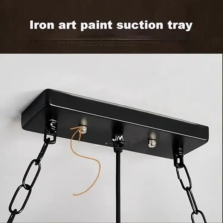 Hdc Black Rustic 4-Light Linear Pendant Lights Kitchen Island with Glass Shade