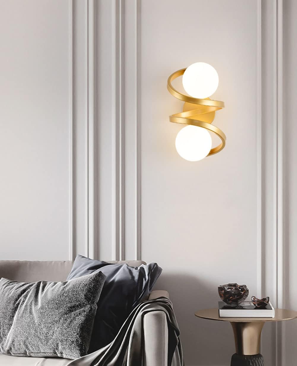 HDC Gold Frosted Glass Ball Wall Light Metal - Gold Warm White