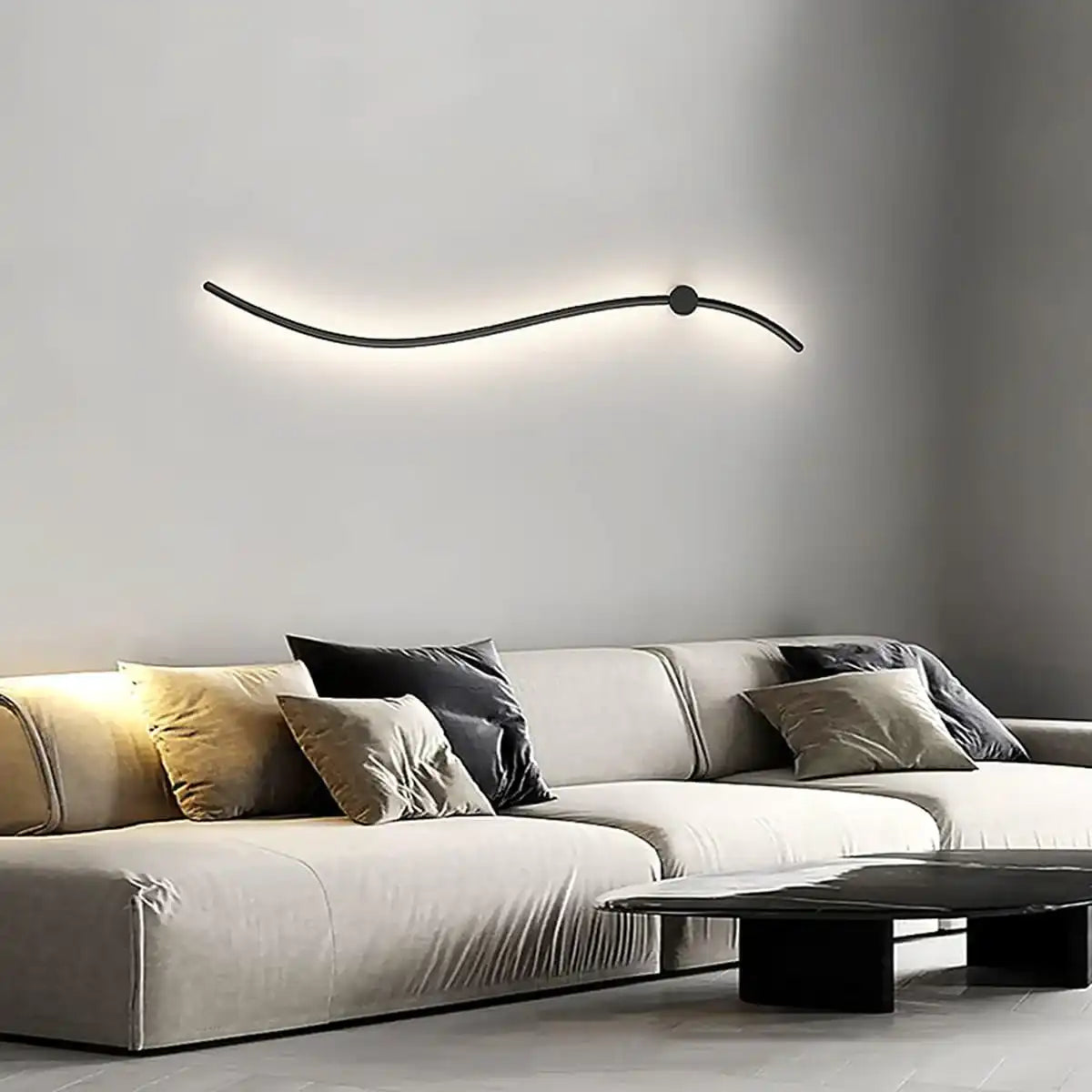 Hdc Led Curvy Black Long Strip Wall Light