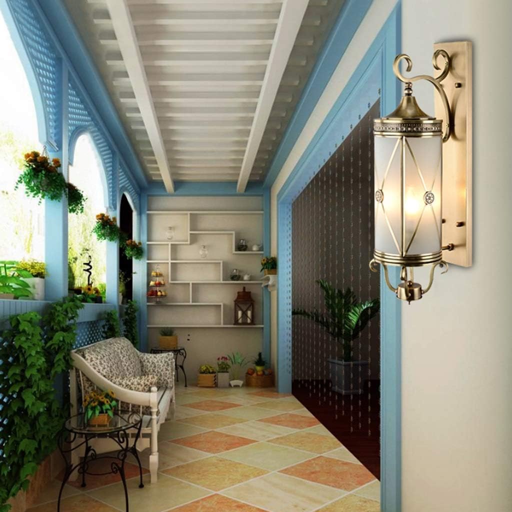 Hdc Art Exterior Style Villa Courtyard Balcony Waterproof Copper Corridor Retro Outdoor Wall Lamp