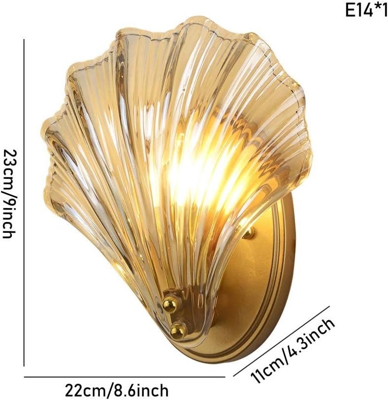 Hdc Clear Glass American Shell Shape Led Wall Light For Bedroom Living Room
