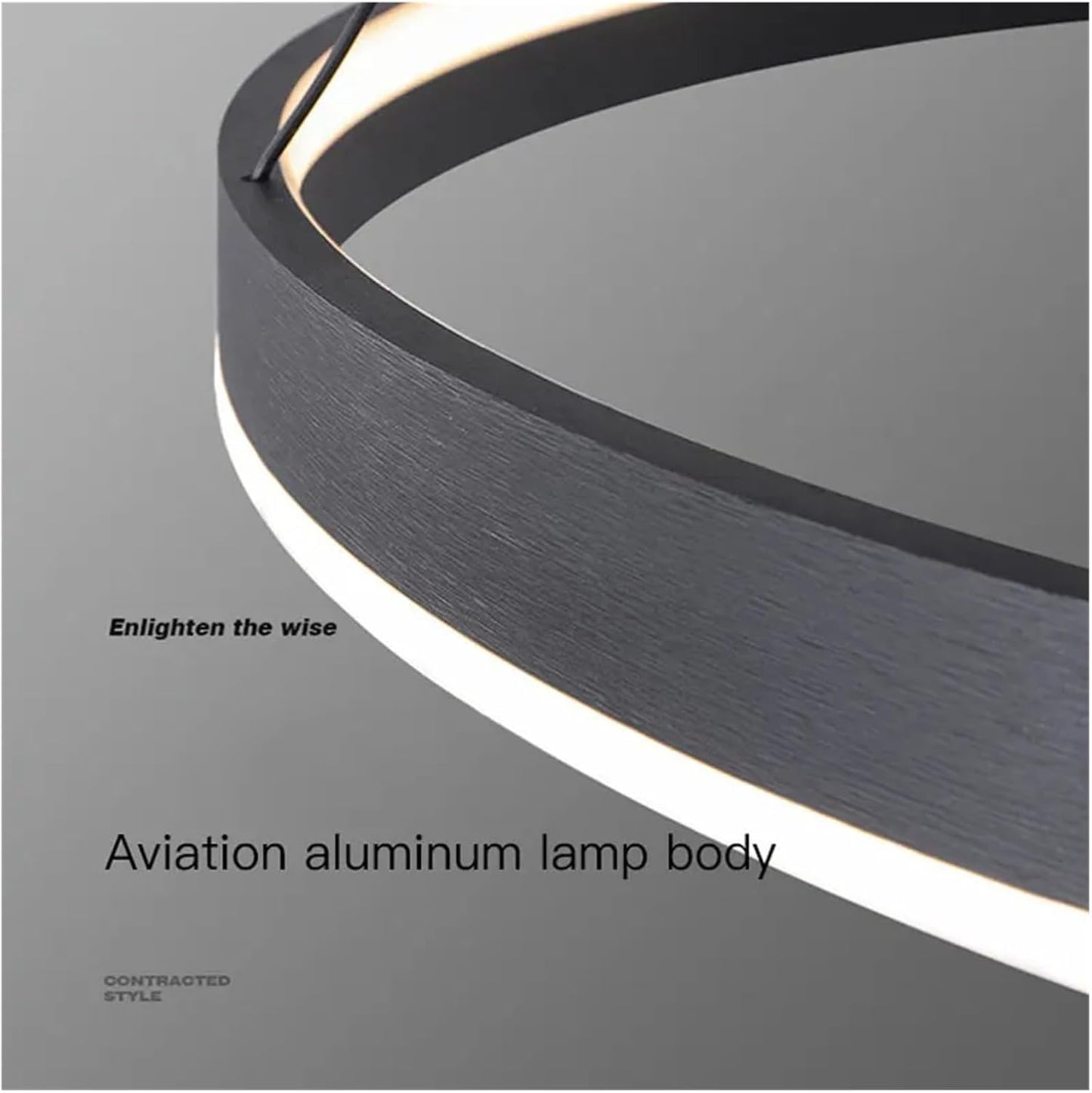 HDC 600mm Black Circular Ring Chandelier Light Modern Halo Ceiling Chandelier