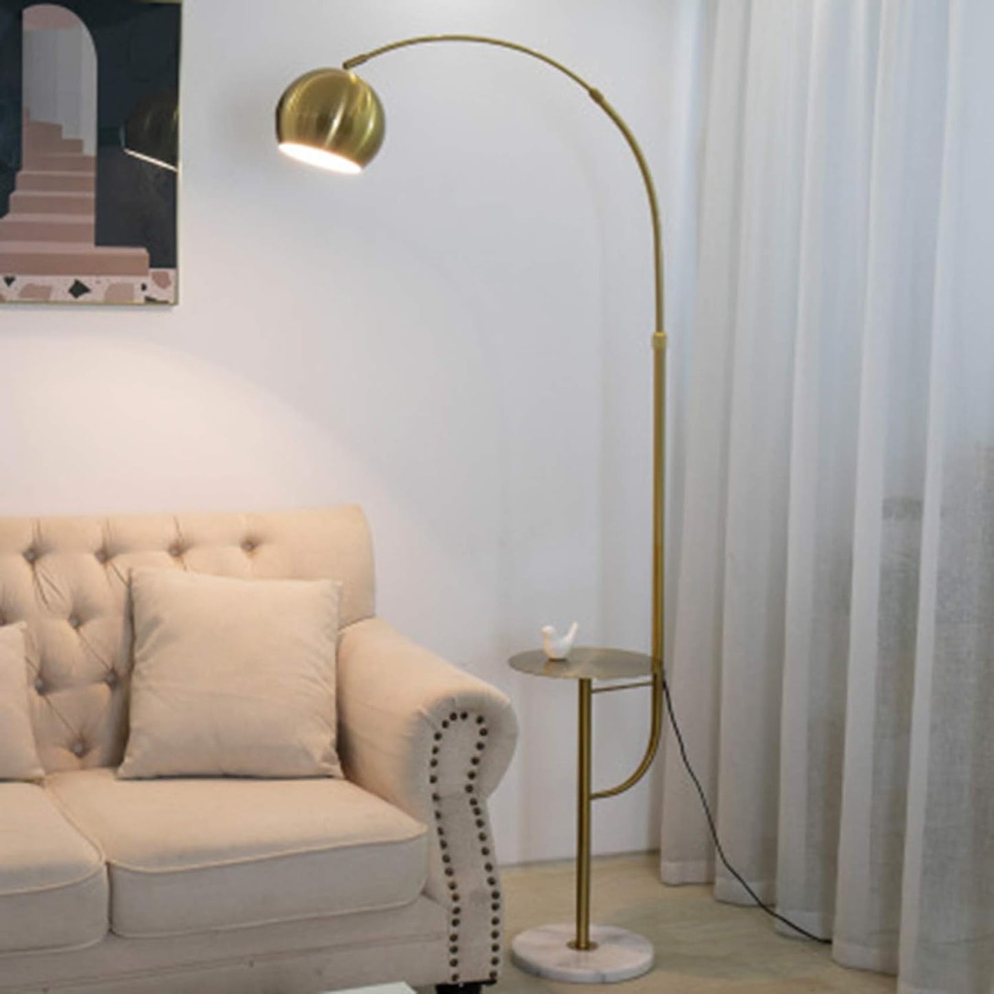 Hdc Modern Fishing Floor Lamps, Standing Lamp with Tray for Living Room