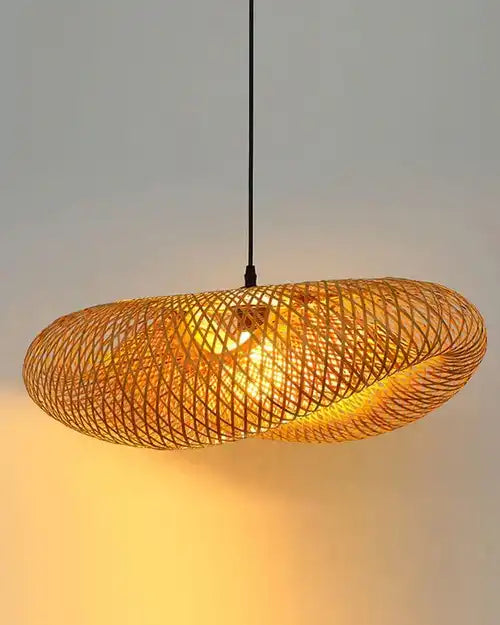 HDC 1-Light Vintage Bamboo Rattan Hanging Light