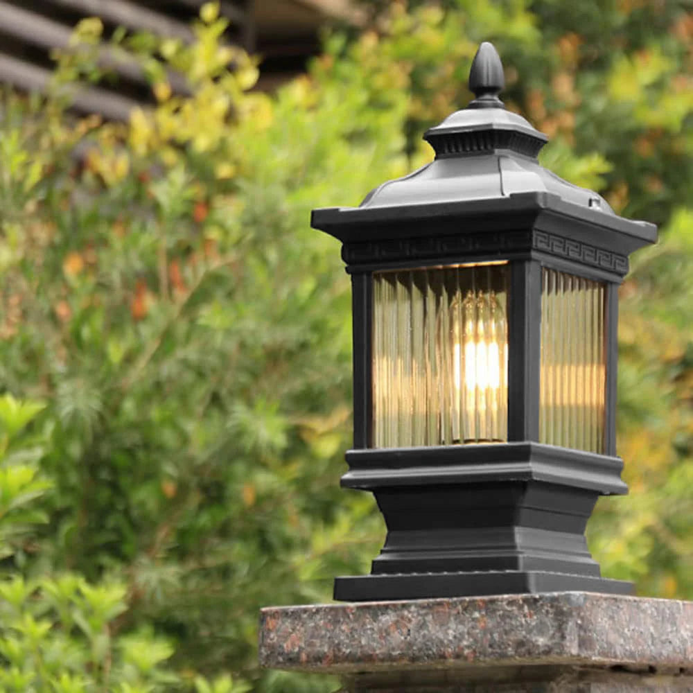 HDC European Luxury E27 Outdoor Garden Glass Post Light Waterproof Courtyard Door Decorative Gate Lamp