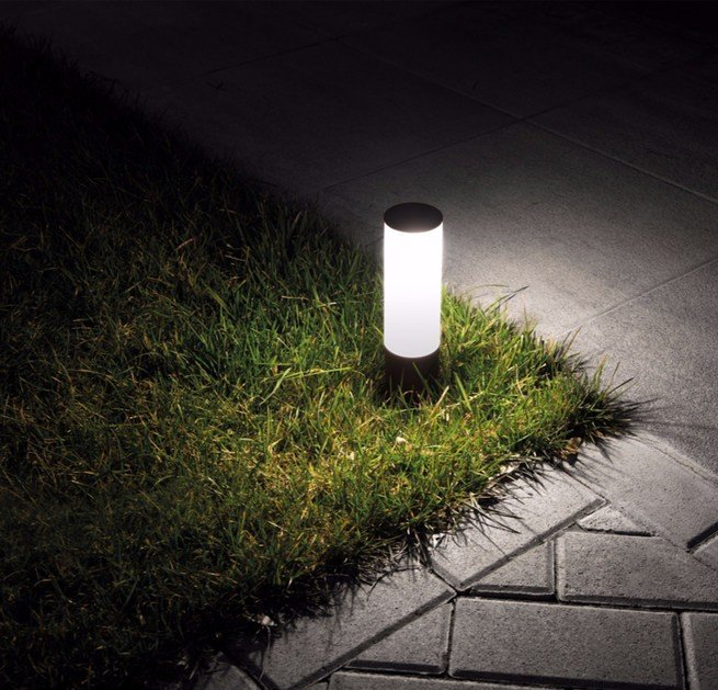HDC Led 300MM Grey Body Round Acrylic Bollard Outdoor Garden Park Driveway Light - Warm White