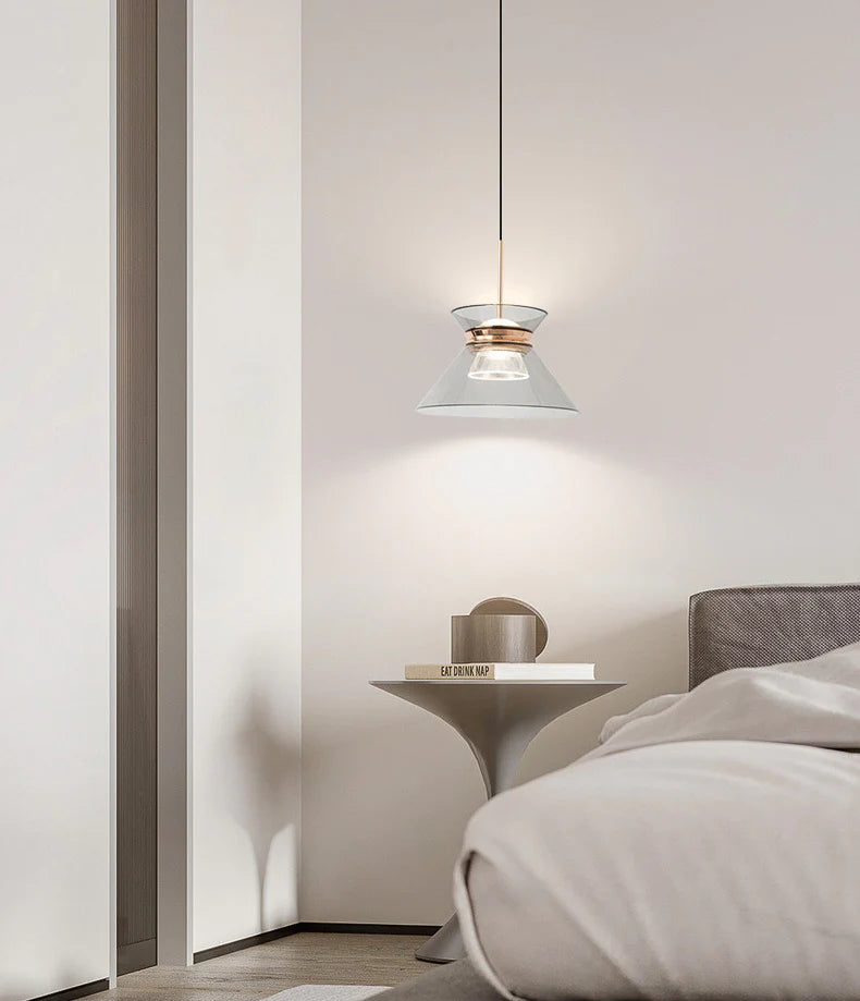Hdc 1 Light Led Glass Smoky Black Gold Pendant Ceiling Light - Warm White