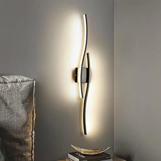 HDC 600mm Black Long Metal Wave Wall Light - Tricolor