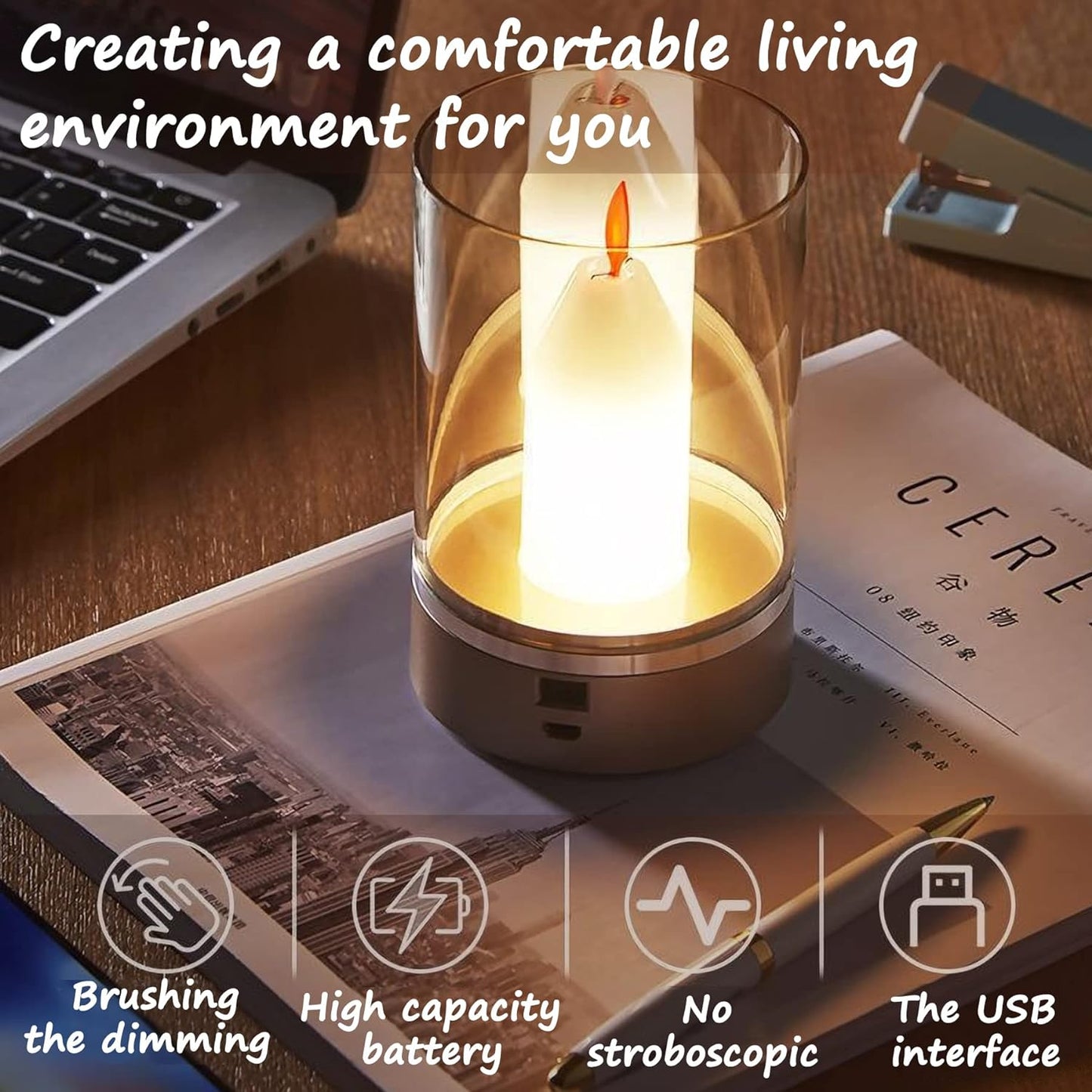 Hdc Flickering Flameless Candles, Induced Control Fake Candles with 3 Light Modes,Battery Operated Candles with Flickering Flame