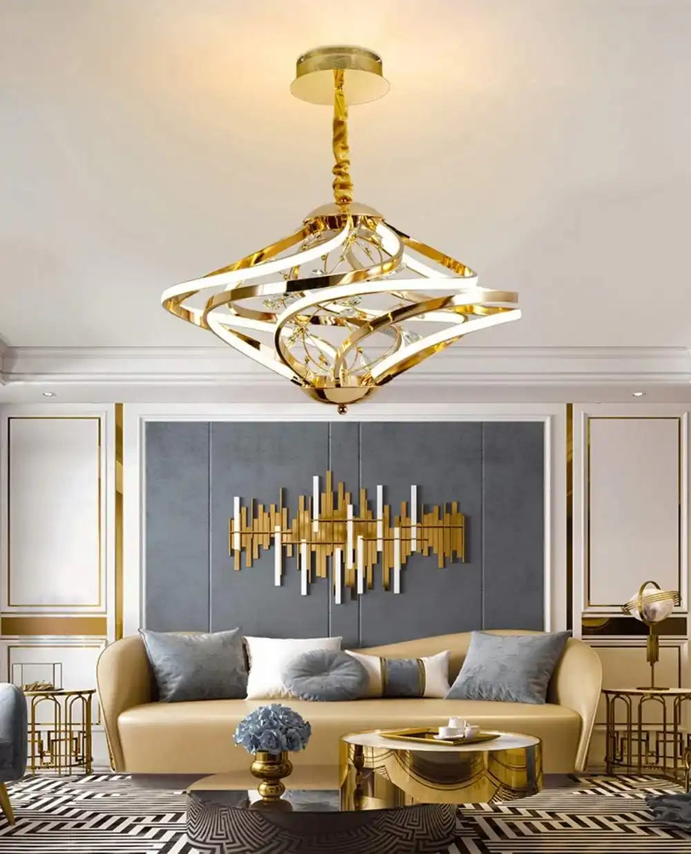 Hdc Modern Close to Ceiling Mount Crystal Chandelier