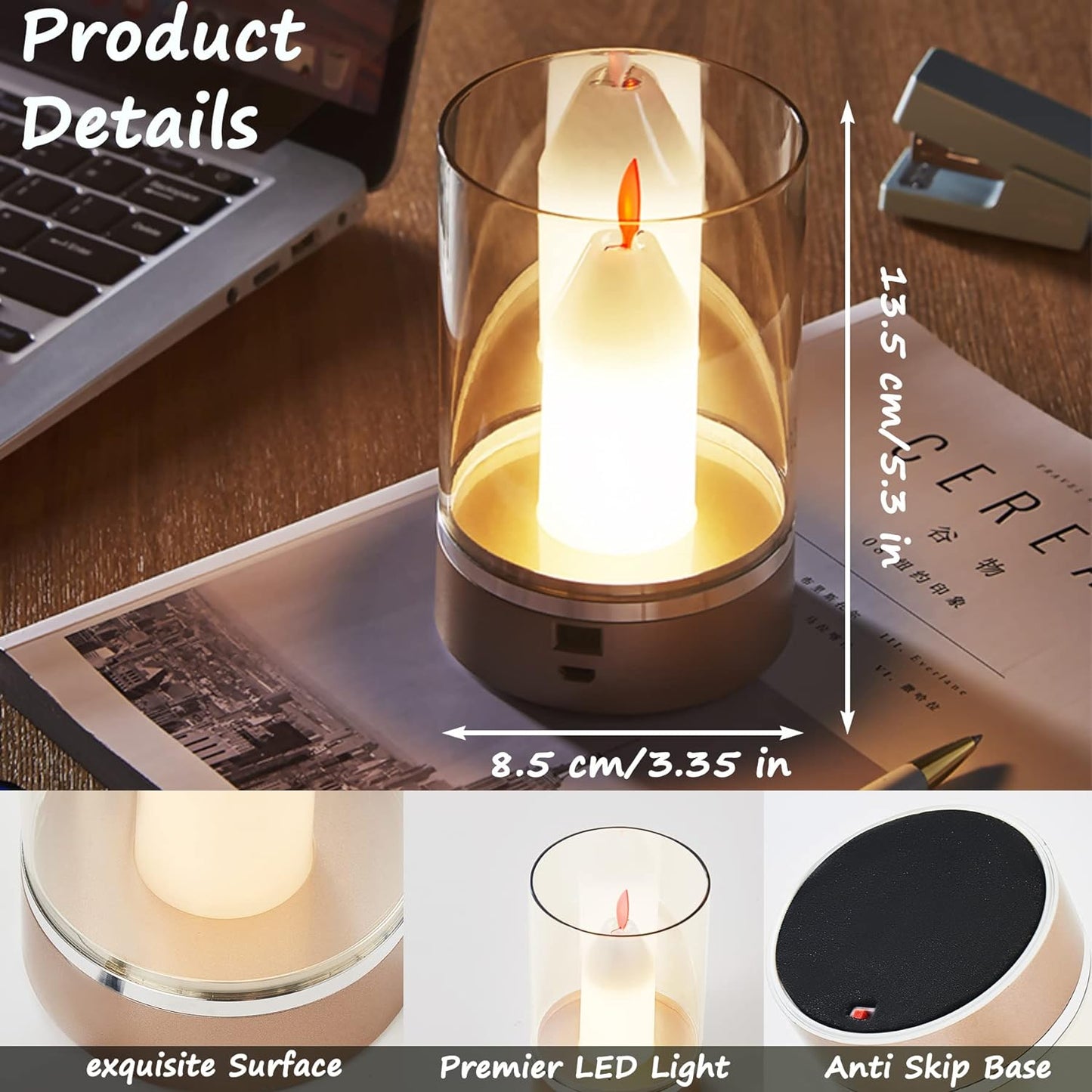 Hdc Flickering Flameless Candles, Induced Control Fake Candles with 3 Light Modes,Battery Operated Candles with Flickering Flame