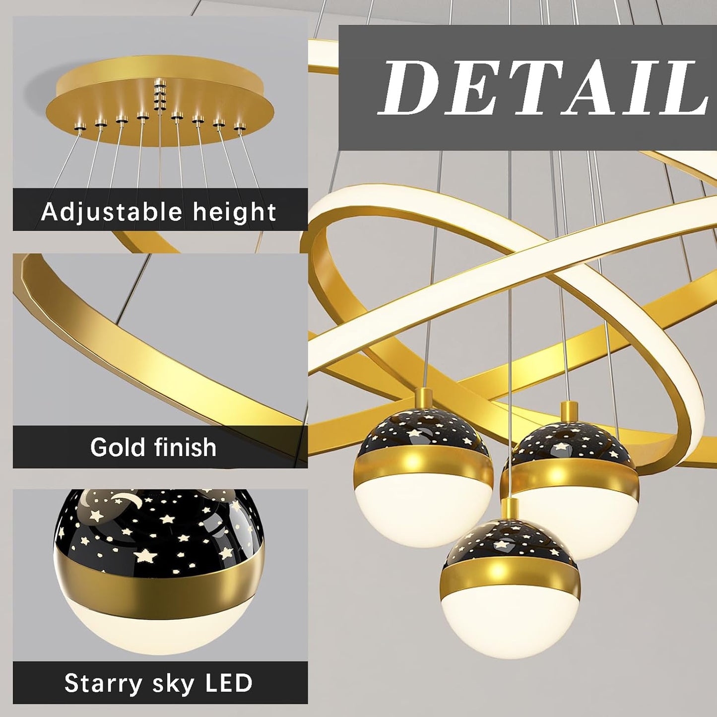 Ojaro Modern LED Infinity Ring Chandelier Light for Living Room & Dining Area