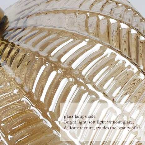 HDC 3 Light Led Amber Ribbed Glass Pendant Lamp Ceiling Light