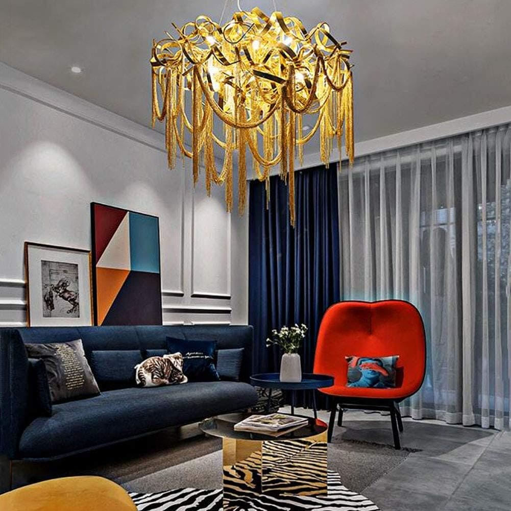 Hdc 800mm Light luxury modern chain tassel living room dining room chandelier villa lamps