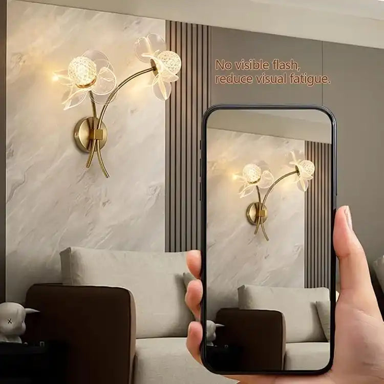 Hdc Acrylic Flower Wall Light LED Wall Lamp For Living Room Bedroom- Tricolor