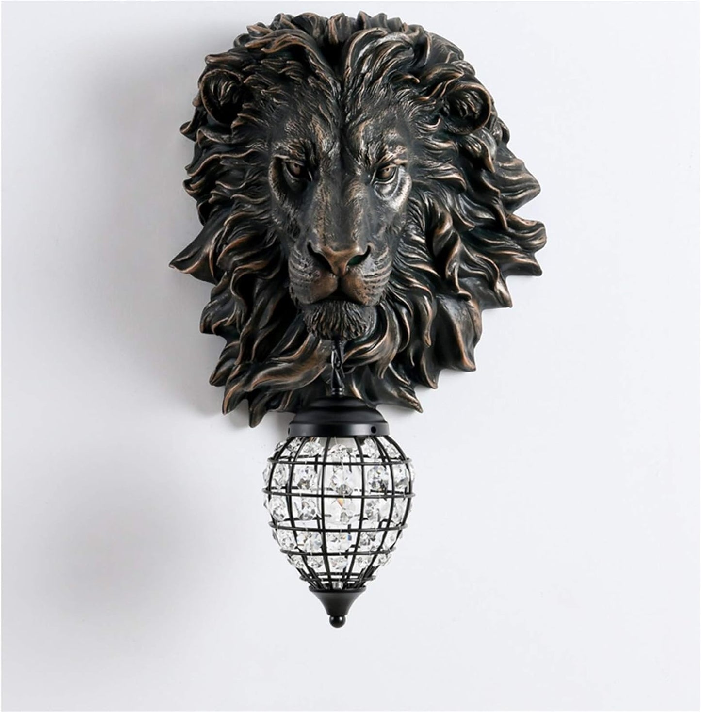Hdc Modern Background Lion Head Shape, Hollow Crystal Resin Wall Lamp