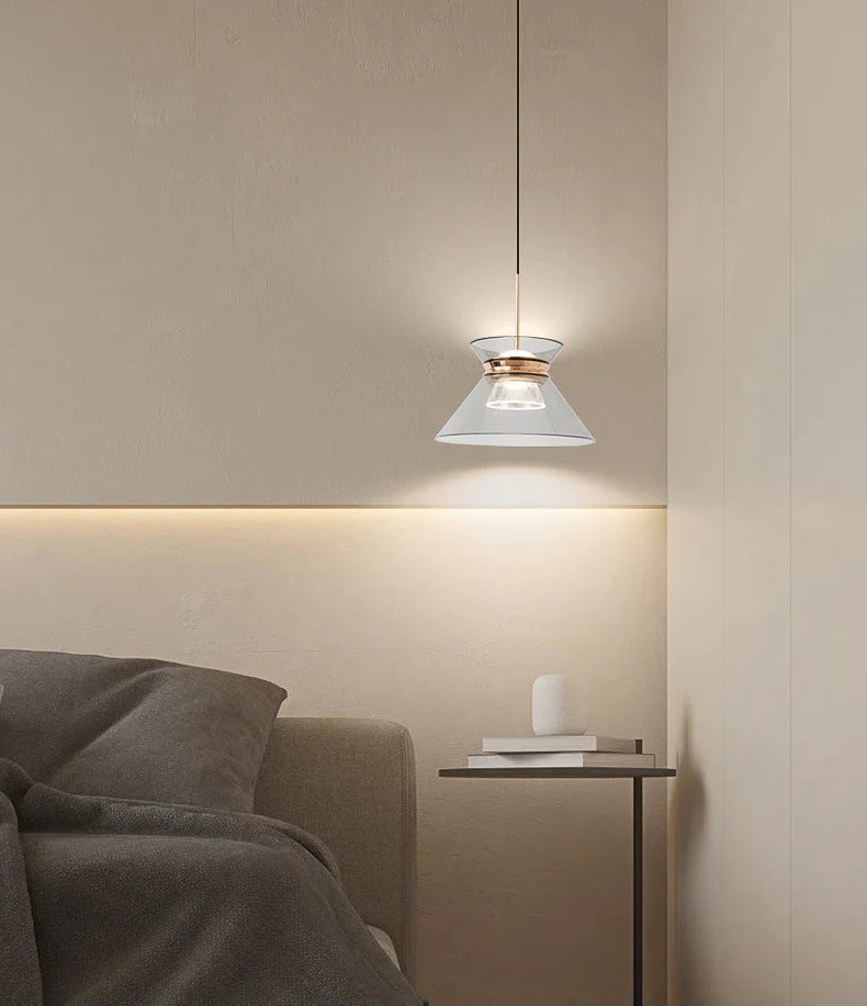 Hdc 1 Light Led Glass Smoky Black Gold Pendant Ceiling Light - Warm White