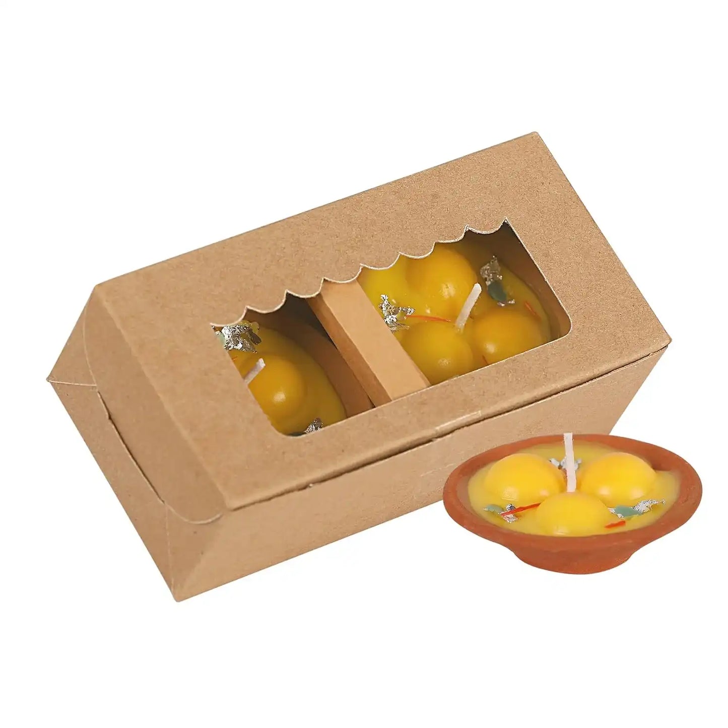 HDC Hand Poured Premium Rasmalai Candles For Diwali, New Year Home/Mandir Decoration (Pack of 2)