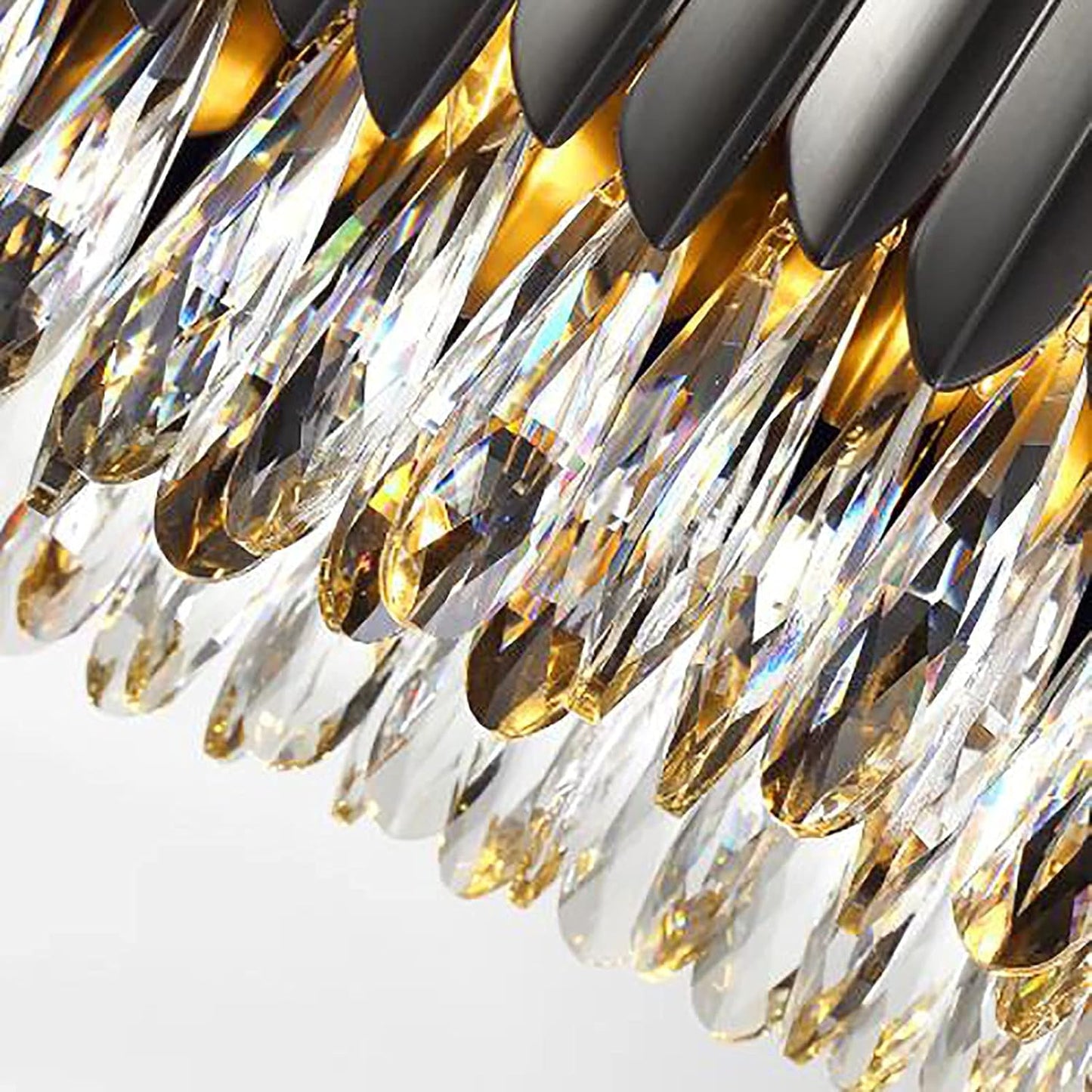 Hdc Black Gold Crystal Designer LED Hanging Chandelier Lamp- Tricolor