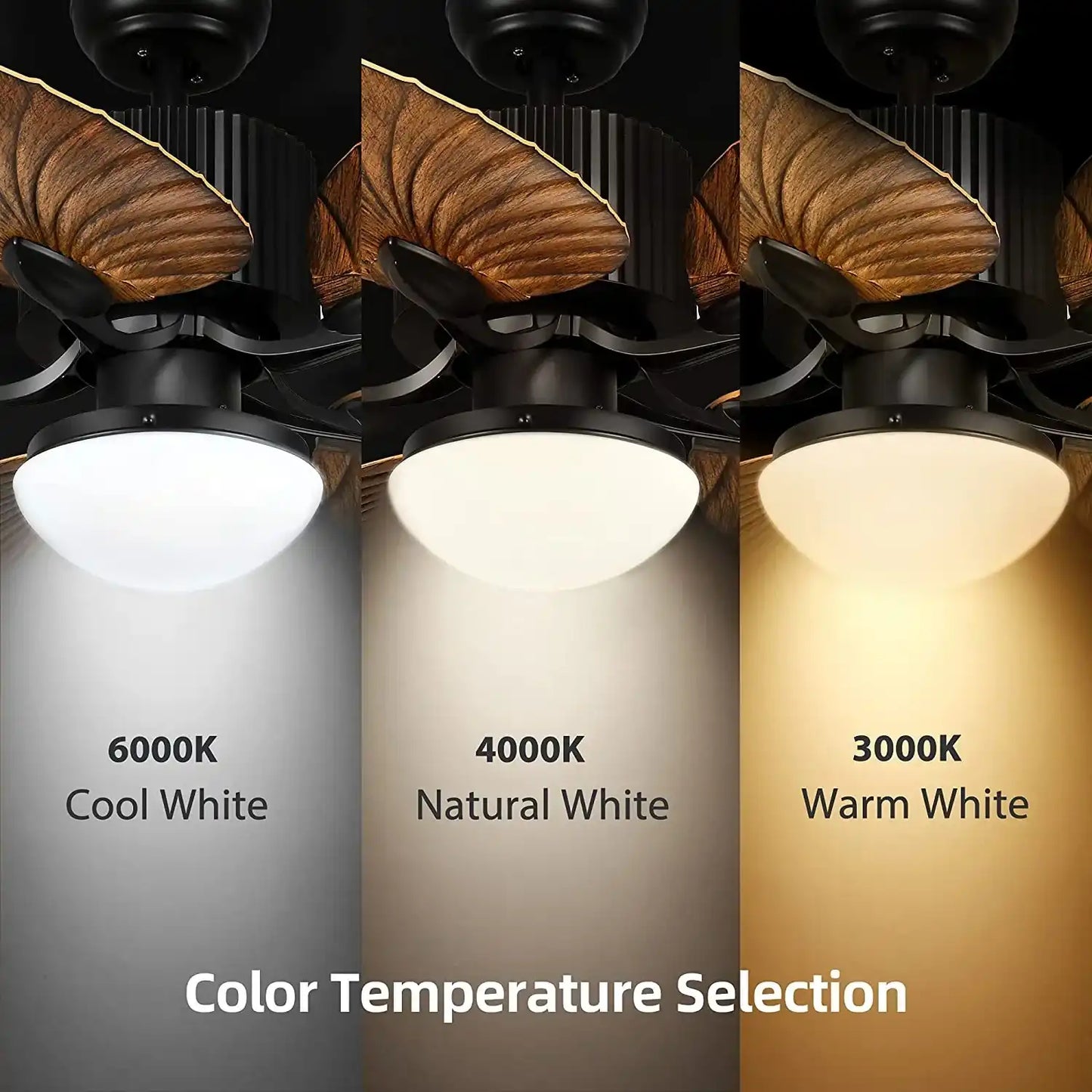 Hdc Tropical Ceiling Fan With Led Light And Remote Control 52 Inch Palm Reversible Fan Light 5 Leaf Blades And Balance Clips