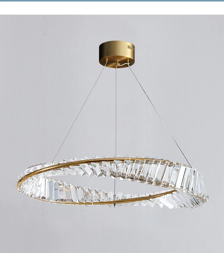 HDC Crystal Tilt Glass Modern LED Chandelier 500 MM Ring - Warm White