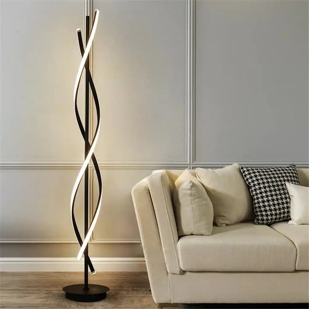 HDC Modern Led Black Floor Lamp with Spiral Light Strips