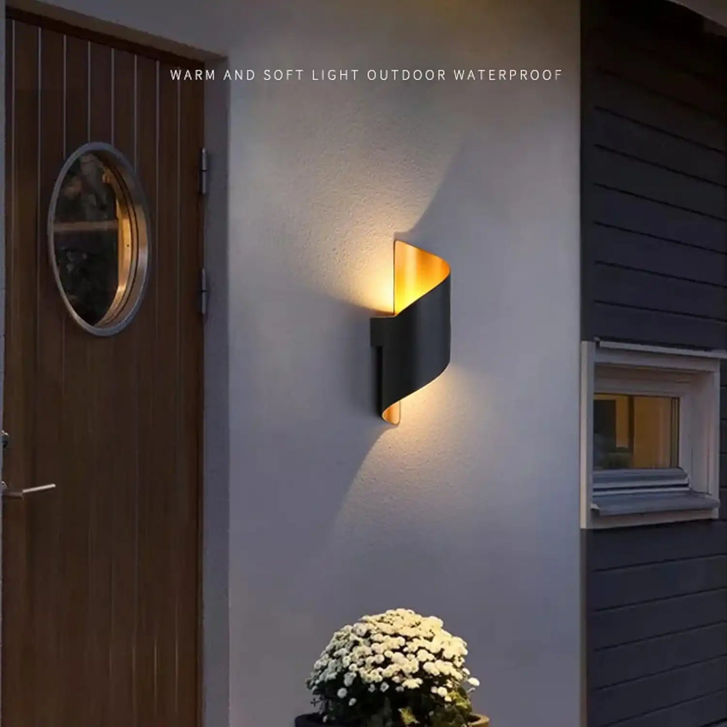 Hdc 10W Led Outdoor Black Gold Wall Lamp Up And Down Wall Light Waterproof (Warm White)