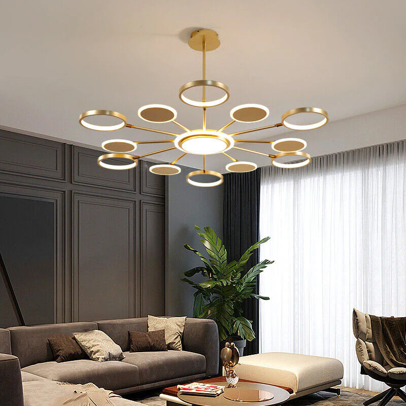 Hdc Contemporary Light Luxury Living Room Chandelier Gold Ring Bedroom Dining Room