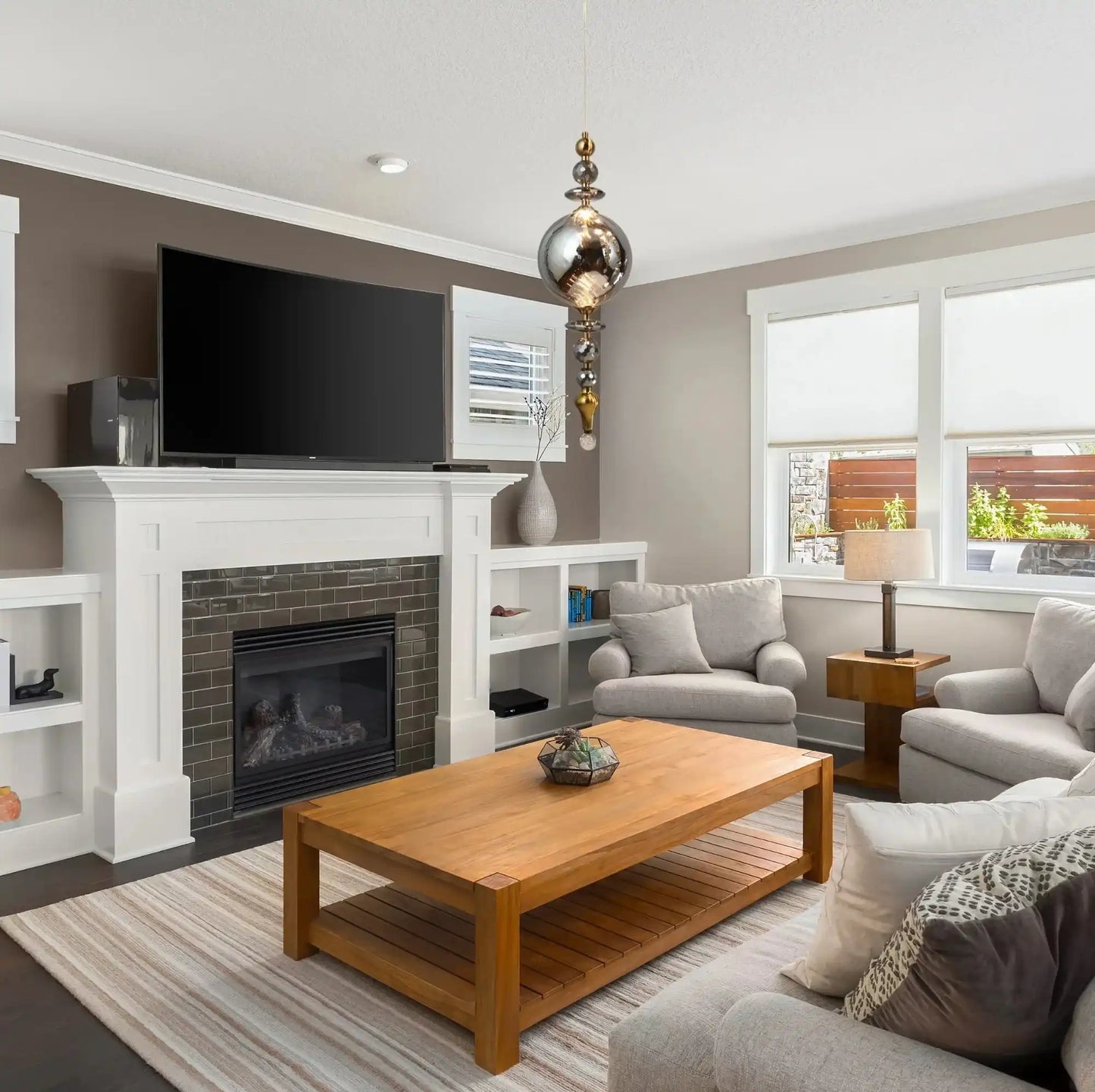 HDC Premium Metal Smoke Glass Hanging Pendant Light Indoor Crystal Smokey light Fixture