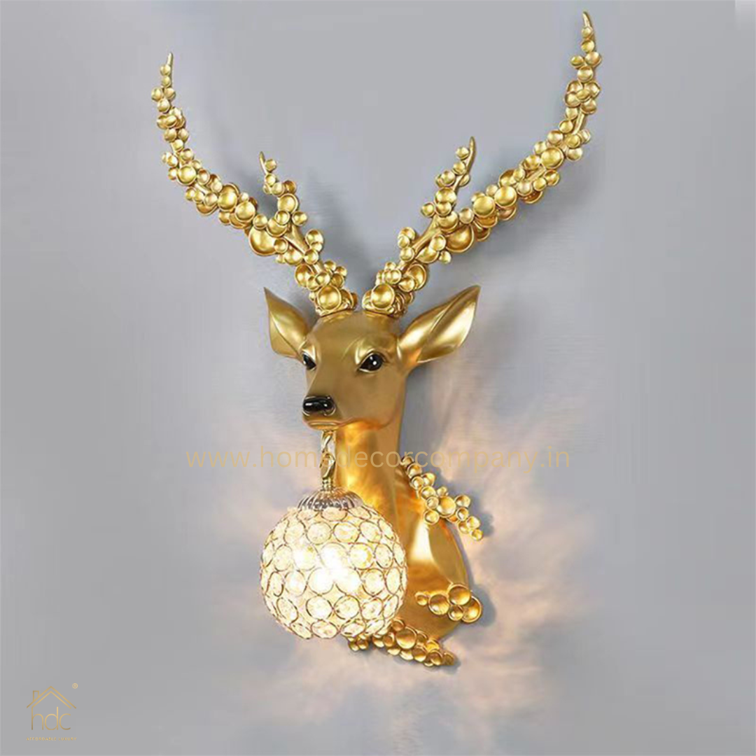HDC Contemporary Deer Antler Wall Lamp Personalized and Creative Living Room Bedroom Hallway Decoration Light