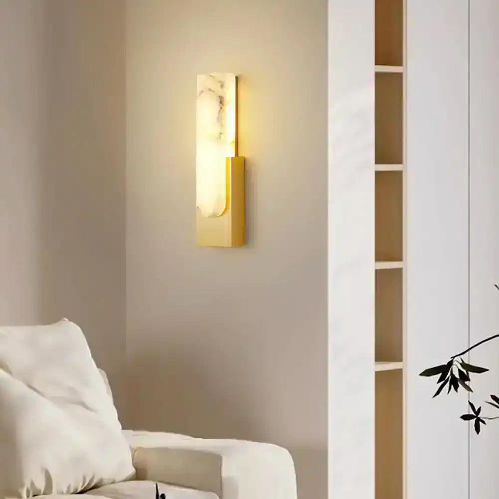 Hdc Alabaster Agatha Modern Gold Led Wall Light For Drawing Room - Tricolor - HDC Lights