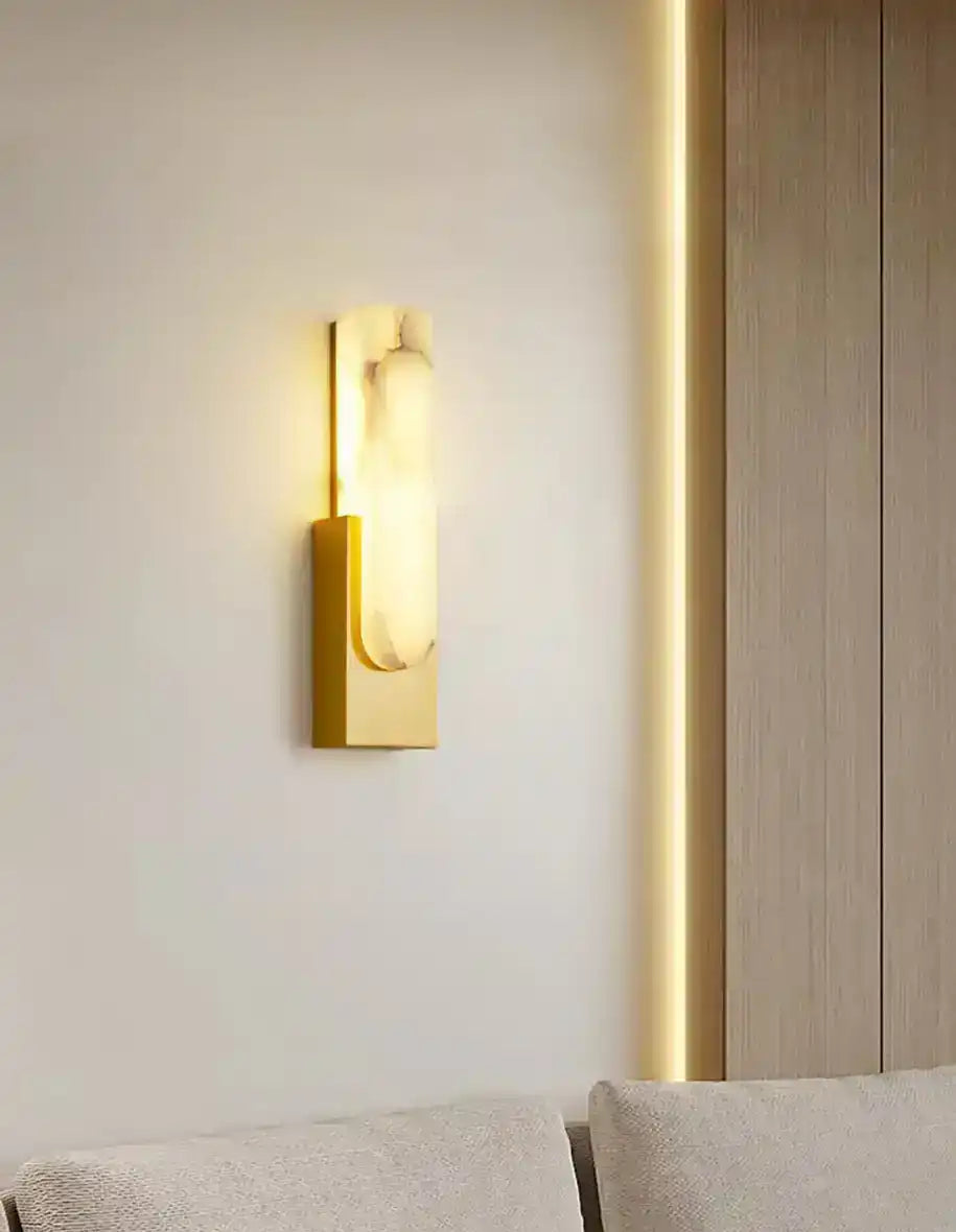 Hdc Alabaster Agatha Modern Gold Led Wall Light For Drawing Room - Tricolor - HDC Lights