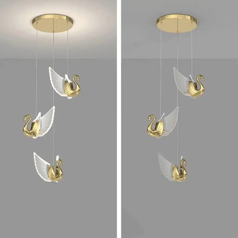 HDC 3 Light LED Swan Bedside Hanging Pendant Ceiling Lamp Light Fixture - Warm White