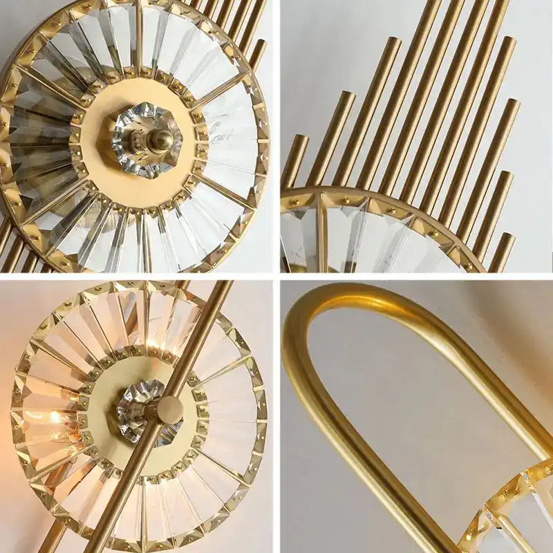 Hdc Led Crystal Modern Gold Metal Wall Light For Drawing Room - Warm White