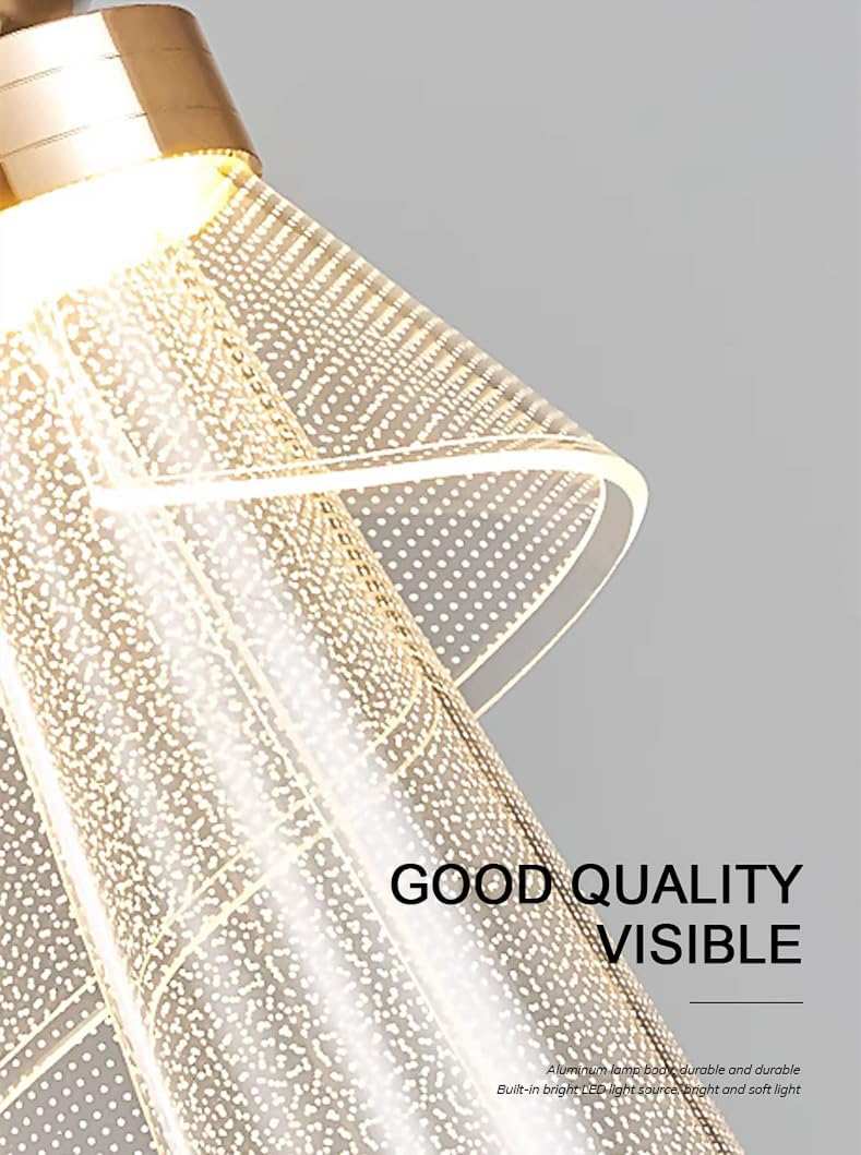 HDC 1 Light Modern Gold Acrylic Curl Ceiling Pendant Light- Tricolor