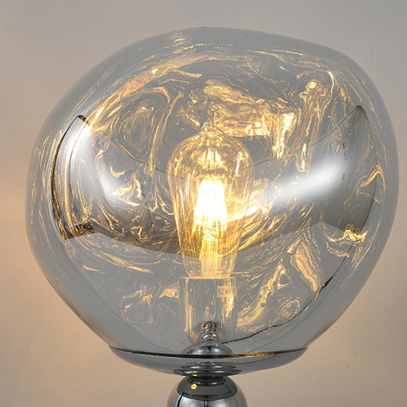 HDC Modern Smoky Glass Globe Table Lamp for Bedroom, Living Room