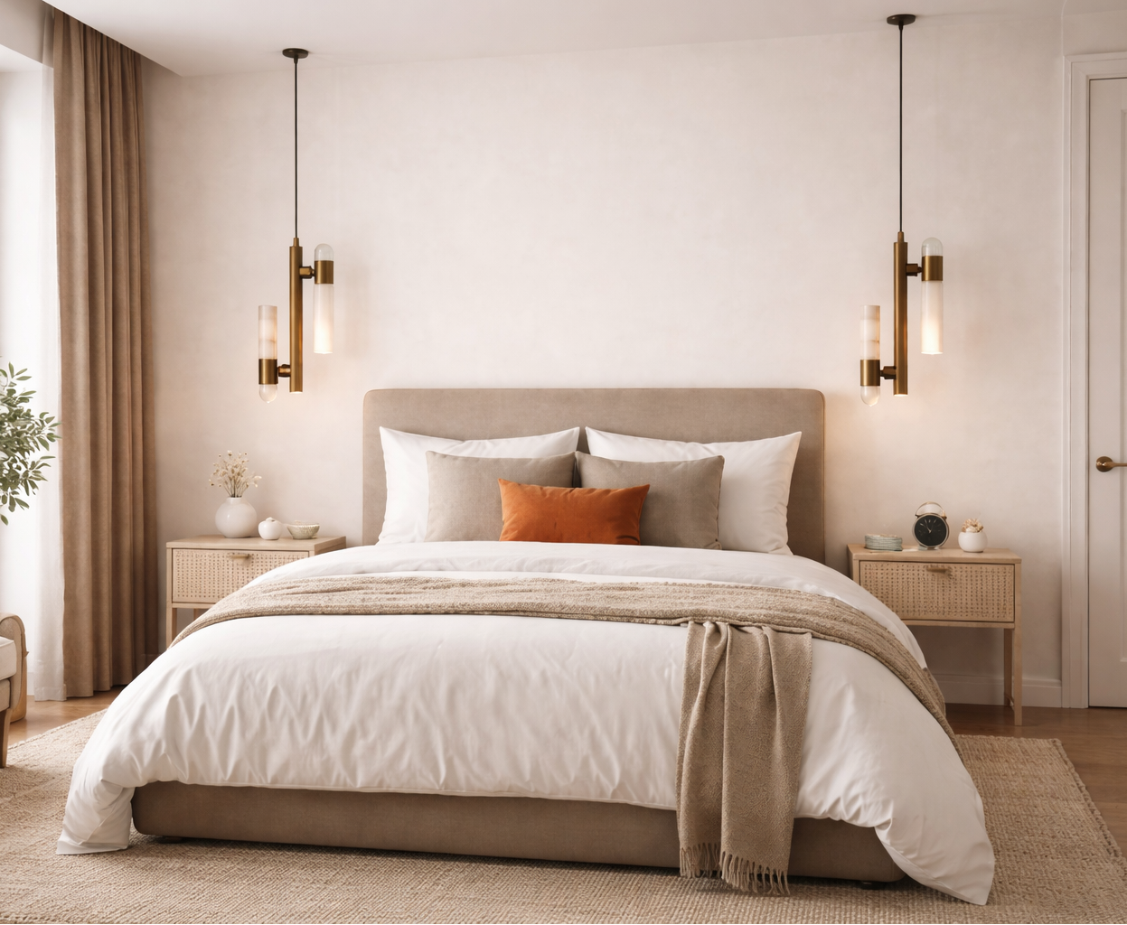 HDC Antique Brass Luxury Dual Marble Tube Pendant Light for Bedroom, Living Room