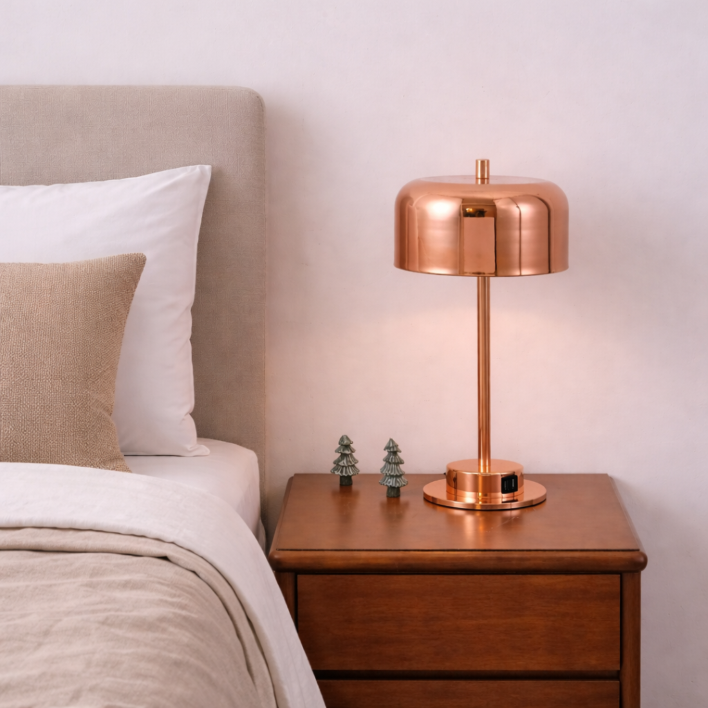 HDC 40 Watt Premium Rose Gold/Gold Table Lamp with Touch Control & USB Charging